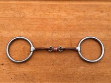 Professional's Choice Loose Ring Snaffle w 3 Piece Dog Bone Mouth Copper Roller