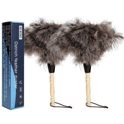 2pcs Ostrich Feather Dusters Natural Feathers Duster with Wooden Handle Natural