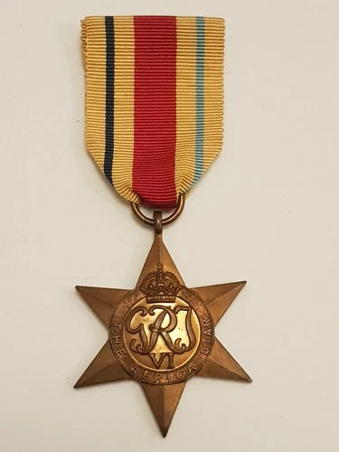 Original British WWII WW2 Africa Star Medal + Ribbon