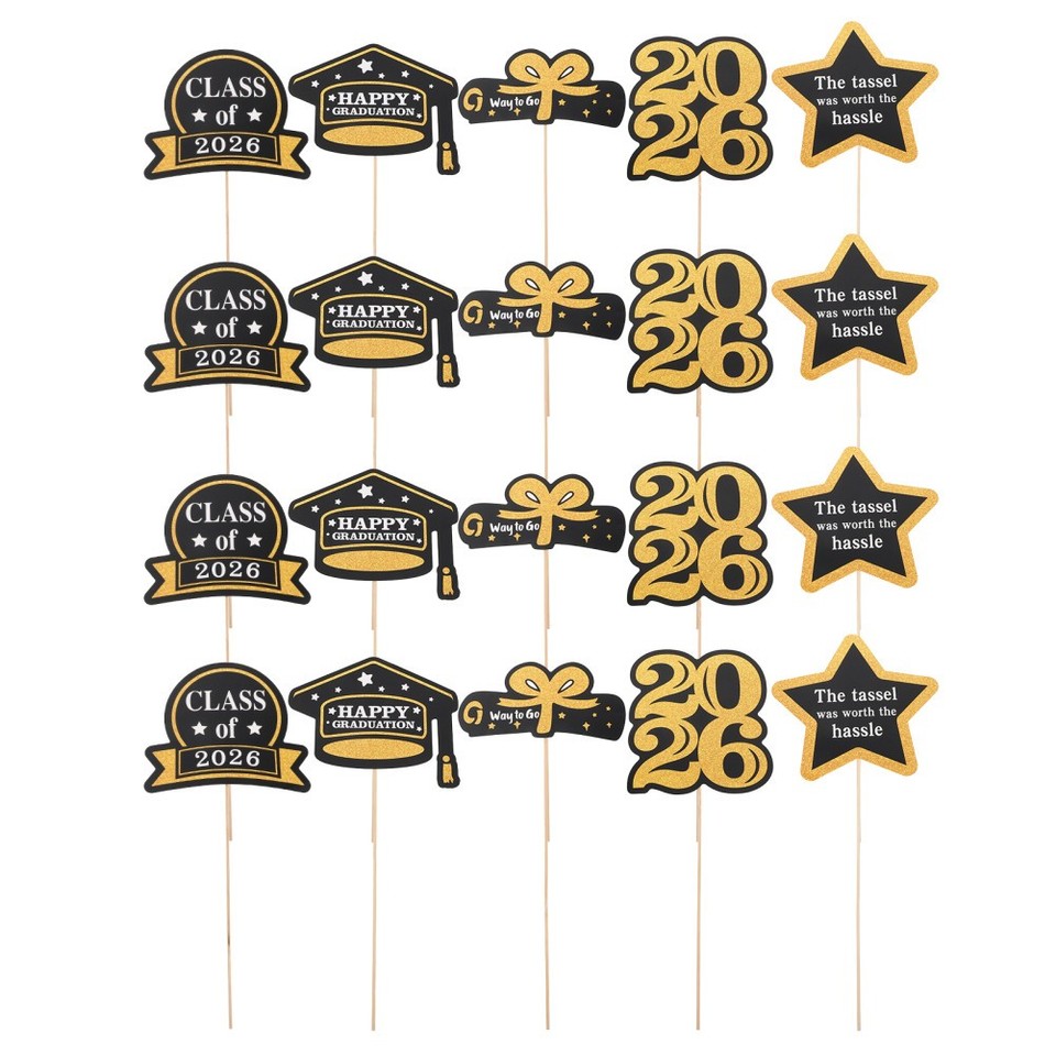 Reusable Graduation Centerpiece Sticks 2026 Golden Paper Wood Decor ...