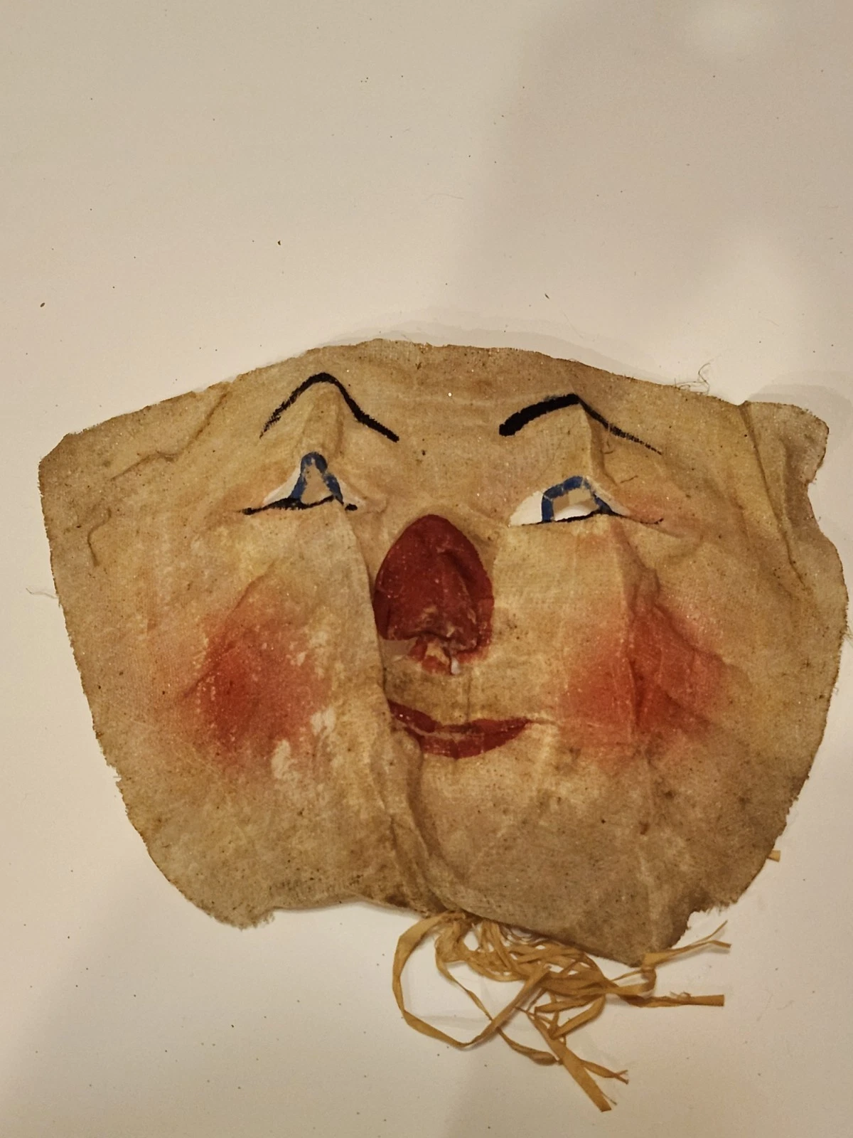 Vintage HALLOWEEN 1930s Scarecrow  Mask Gauze Painted Fabric