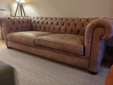 Large Tan Leather Chesterfield Sofa From John Lewis