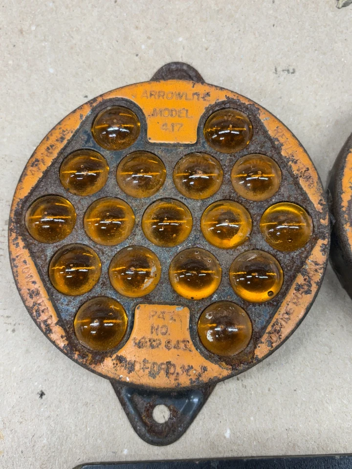 DE COLECCIÓN OJO DE GATO ÁMBAR AMARILLO REFLECTOR ARROWLITE MODELO 417 CANICAS PROYECTO RATROD Foto 4 de 4