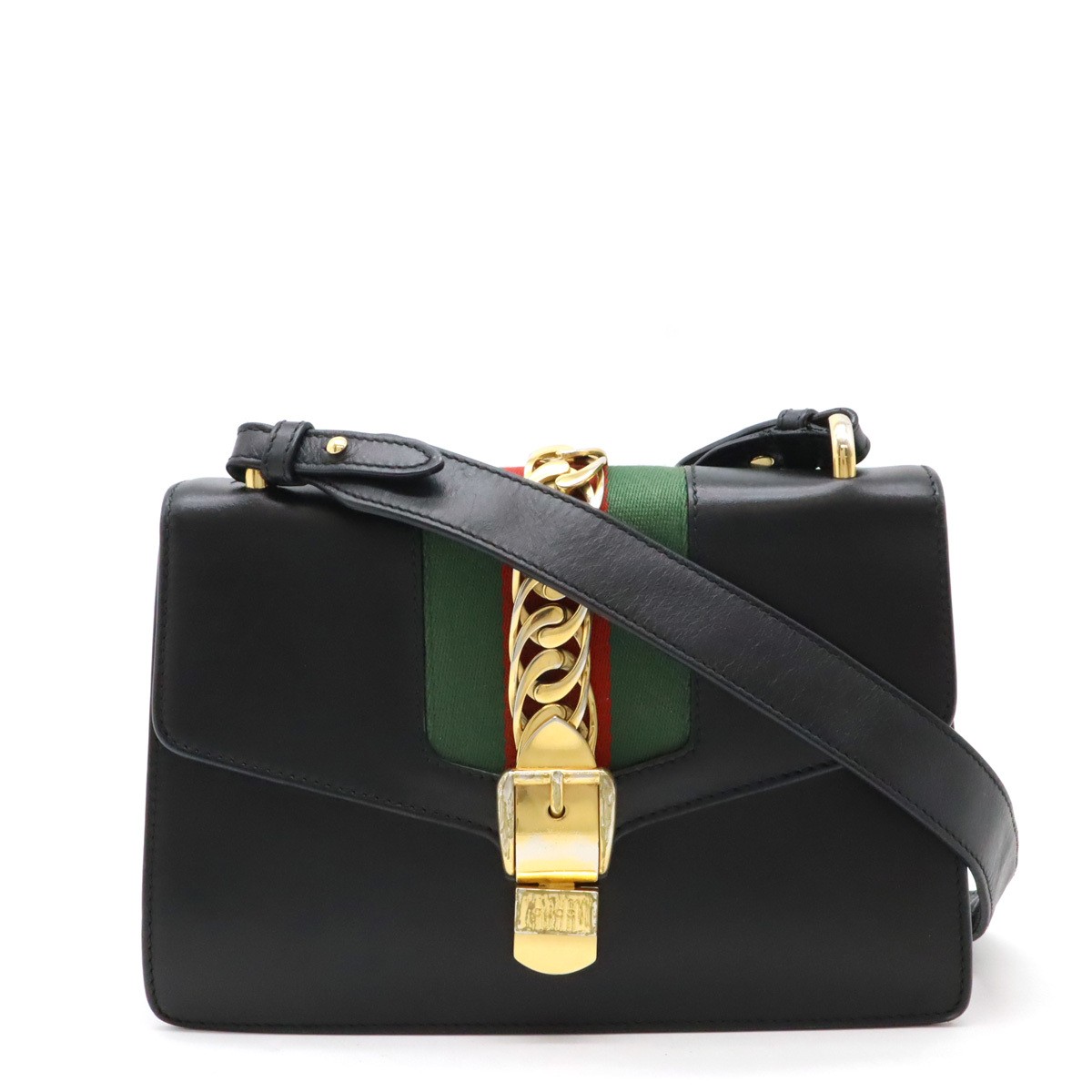 GUCCI Sylvie Shelley Leather Shoulder Bag with Ribbon Detail