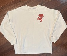 RARE Zara X Snoopy Peanuts Sweatshirt Cream Sz L Football Punt Charlie Brown