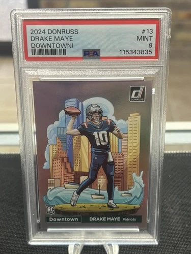 2024 Panini Donruss Drake Maye Downtown! SSP RC Rookie #13 Patriots PSA 9