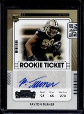 2021 Panini Contenders Payton Turner RC Auto Autograph Ticket #156 Saints Rookie