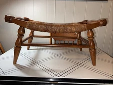 Tell City Chair Company Maple Woven Midcentury Footstool 24" x 14" x 12" Andover