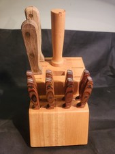 wooden knife block set with several Knives