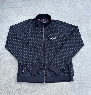 VTG Tommy Hilfiger Red Label Denim Pinstripe Track Jacket Full Zip Black XXL