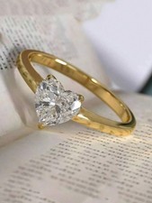 Yellow Gold Heart Cubic Zirconia Engagement Ring Size 6 7 8