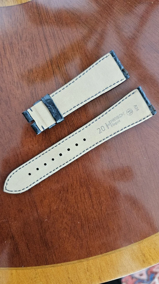 Correa de reloj HIRSCH Regent 20 mm negra con flanco de cocodrilo genuina Foto 2 de 2