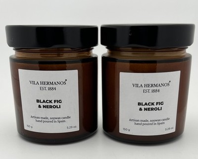 Vila Hermanos Black Fig Neroli candles Lot x 2 soy wax 5.69oz  Hand Poured
