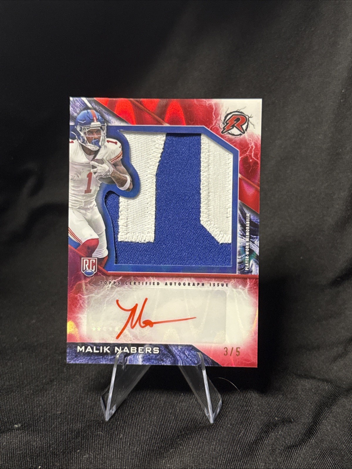 2024 Topps Resurgence Rookie Patch Auto Malik Nabers Red 3/5