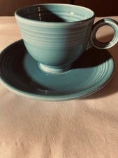 Vintage Turquoise Fiesta Cup & Saucer