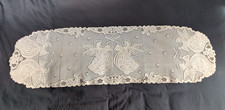 Vintage Lace Table Runner Dresser Scarf Ivory Off White Angels Holiday 14x51