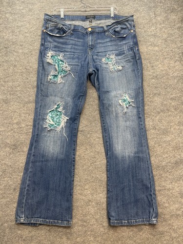 Judy Blue Jeans Gr. 1X Blau Pailletten Destroyed Distressed Flare Bootcut Stretch - Bild 1 von 11