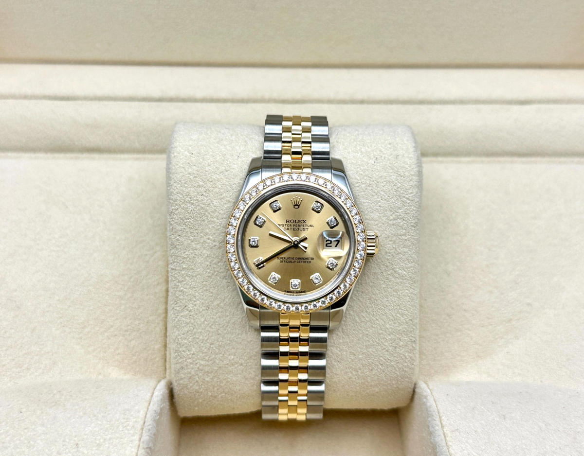 Rolex Ladies Datejust 179383 Diamond Dial Diamond Bezel 18k Gold