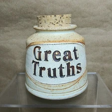 Original Dr Brophy Word Jars Jug Jar Great Truths Rustic Glaze Cork Lid Top
