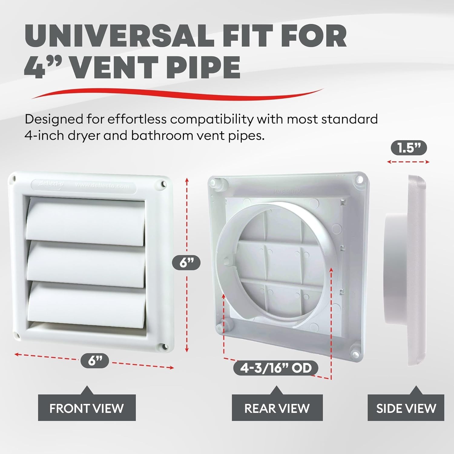 Supurr-Vent Louvered Weather-Resistant Outdoor Plastic Dryer Vent Cover for 4...