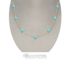 NEW RARE  14K YELLOW GOLD NATURAL TURQUOISE 18" ANTIQUE VICTORIAN CHARM NECKLACE — photo 3