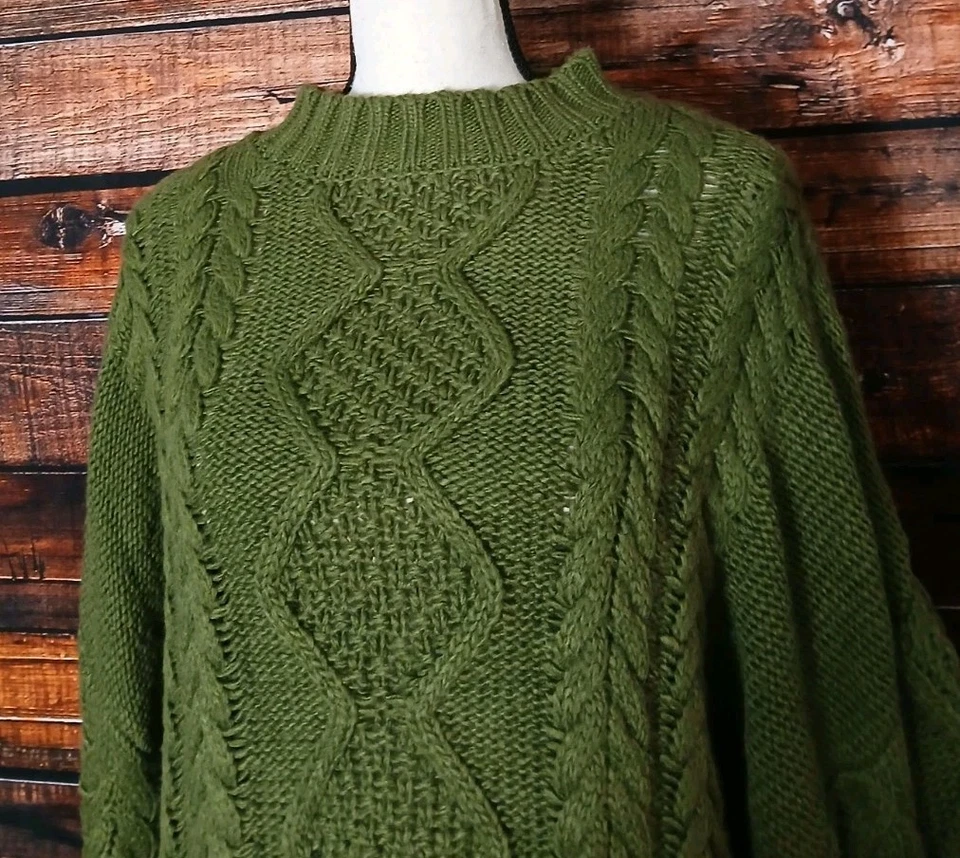 Vestido Suéter Túnica Forever 21 Talla Grande 4X Verde Tejido con Cable Acrílico Mezcla de Lana  Foto 4 de 4