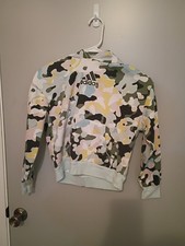 Adidas Girl Hoodie Small 7/8 Pullover Hooded Sweatshirt Logo Green Black NWT