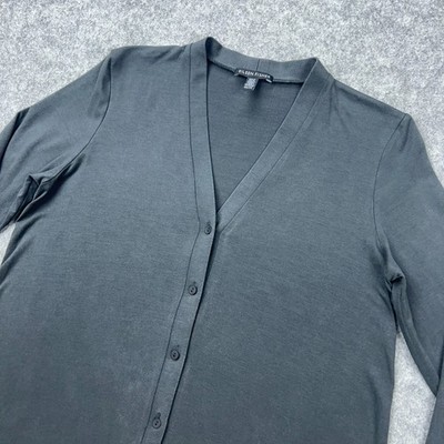 Eileen Fisher Cardigan Womens XS Gray Long Tunic Long Sleeve Button Up Dress USA