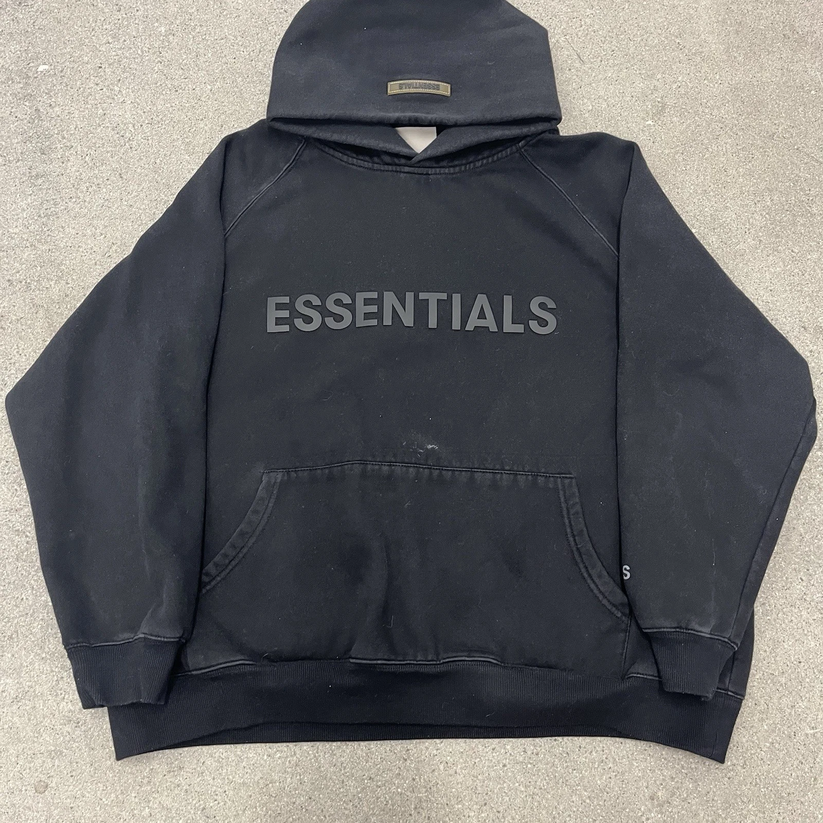 Felpa con cappuccio Essentials Fear Of God logo 3d taglia large nera