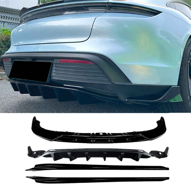 Gloss Black Side Skirt Diffuser Lip Spoiler Bodykit Fits Porsche Taycan 2019-24