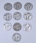 Lot of 10 circulated Standing Liberty Quarters - 90% Silver