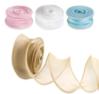 4 Rolls Organzaband, 36m Transparentes Geschenkband Tüllband Hochzeit Schleifenb