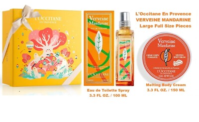 L'Occitane VERVEINE MANDARINE eau De Toilette & Melting Body Cream 3.3oz each NB