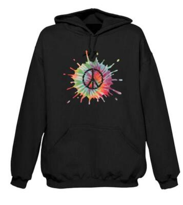 CND PSYCHEDELIC HOODY - Peace Symbol Nuclear Hippy 1960s T-Shirt - Sizes S - XXL