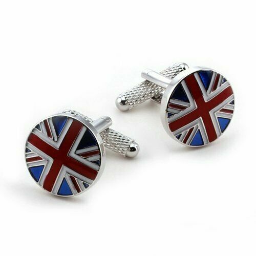 Round Union Jack Flag Cufflinks round cufflinks Onyx-Art CK905 with Pen