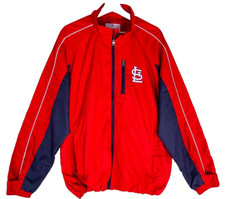 MLB St Louis Cardinals Carl Banks Zip Front Jacket Mens Size L Red and Navy Blue
