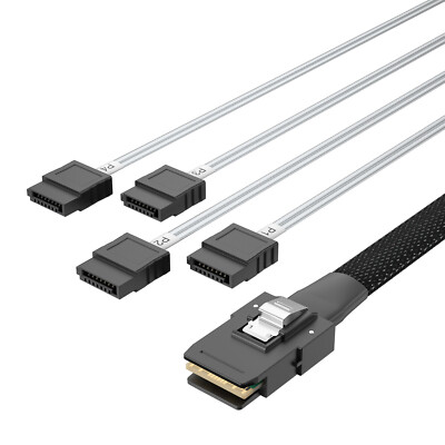 Internal Mini SAS 36pin SFF-8087 Male to 4X SATA 7pin Female Fan-Out Cable 0.5 M