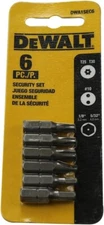 6 Pack DEWALT DWA1SEC6 6pc. Security Bit Set Tamper-proof Torx and Hex Bits