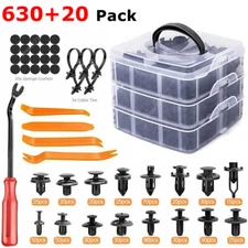 650 PCS Car Retainer Auto Fasteners Kit Push Trim Plastic Clips Pin Rivet Bumper