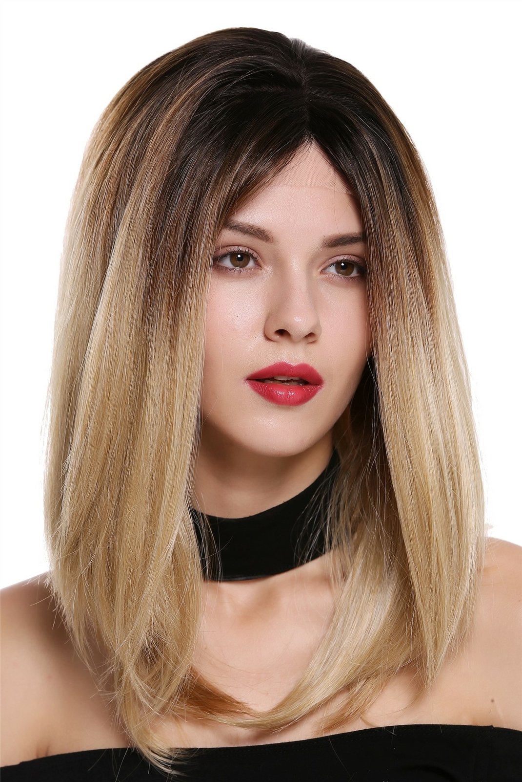 WIG ME UP wig women lace-front teil-mono long smooth shadow dark brown blonde