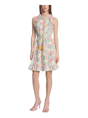 DONNA MORGAN Womens White Back Waist Sleeveless Fit + Flare Dress 4
