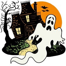 Brand New - Retro Style Halloween Haunted House Ghost Sticker