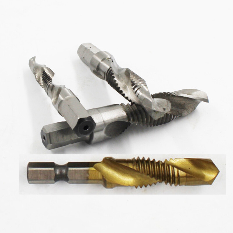 6Pcs M3-M10 Spiral Tap Combination Drill Bit HSS 1/4'' Hex Shank