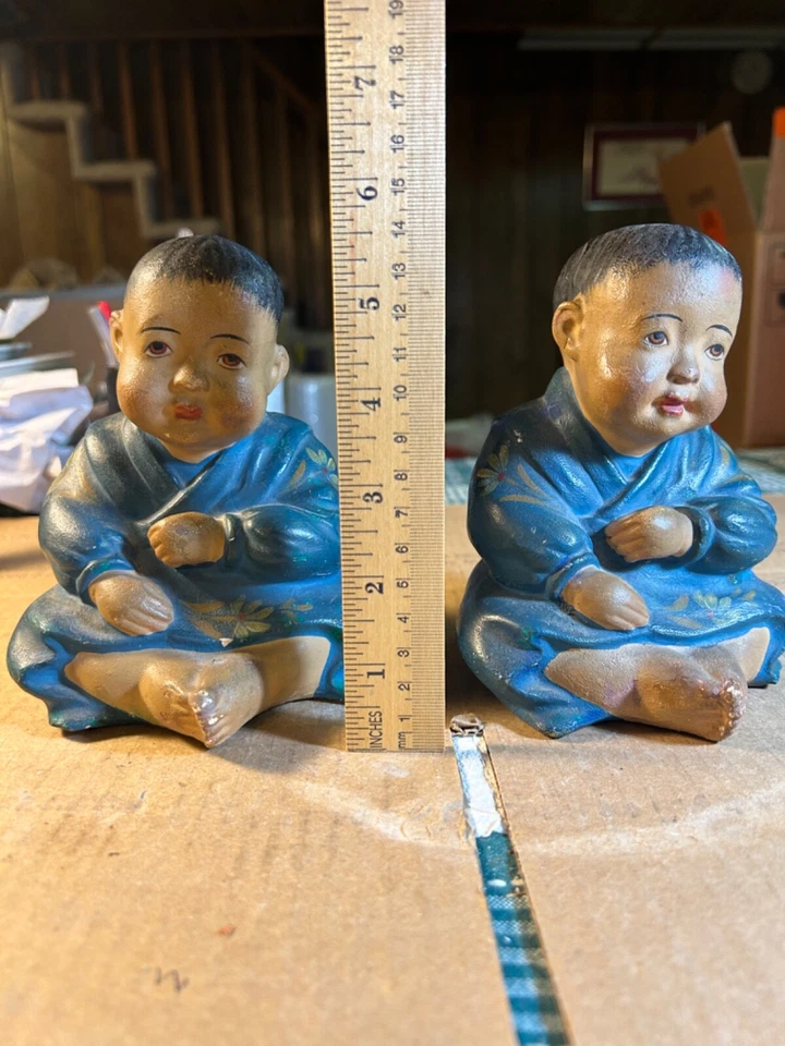 Antigua estatuilla japonesa pintada a mano Foto 3 de 4