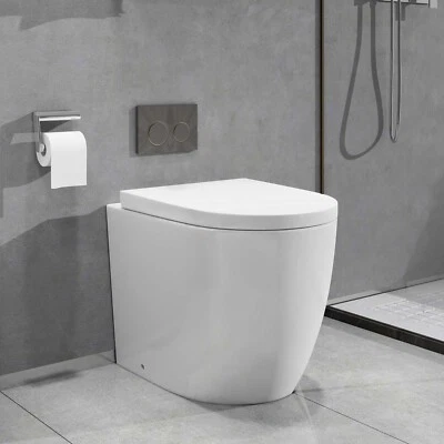SORRENTO BATHROOMS Comfort Height High Toilet Back to Wall Toilet Rimless WC Pan & Heavy Duty Seat