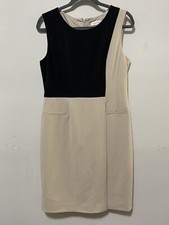 Calvin Klein Dress Women 8 Sheath Black / Tan Career Business Sleeveless Classic