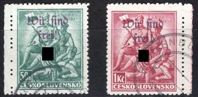 Sudetenland 1938 Reichenberg Mi. Nr 116-117 mit falscher Entwertung und Befund - Bild 1 von 2