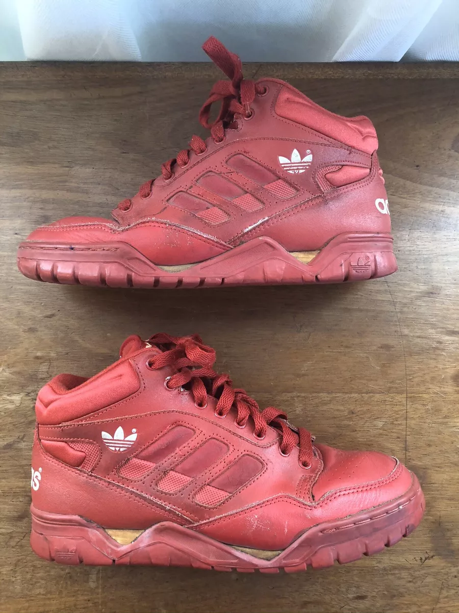 1980s or 1990s RARE Vintage Adidas Red Basketball Shoes Size 8.5 superstar yeezy