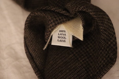 RARE OLOF 1982 Mocha Brown Glen Plaid Check Hand Rolled Unlined Wool Tweed Tie - Picture 9 of 14