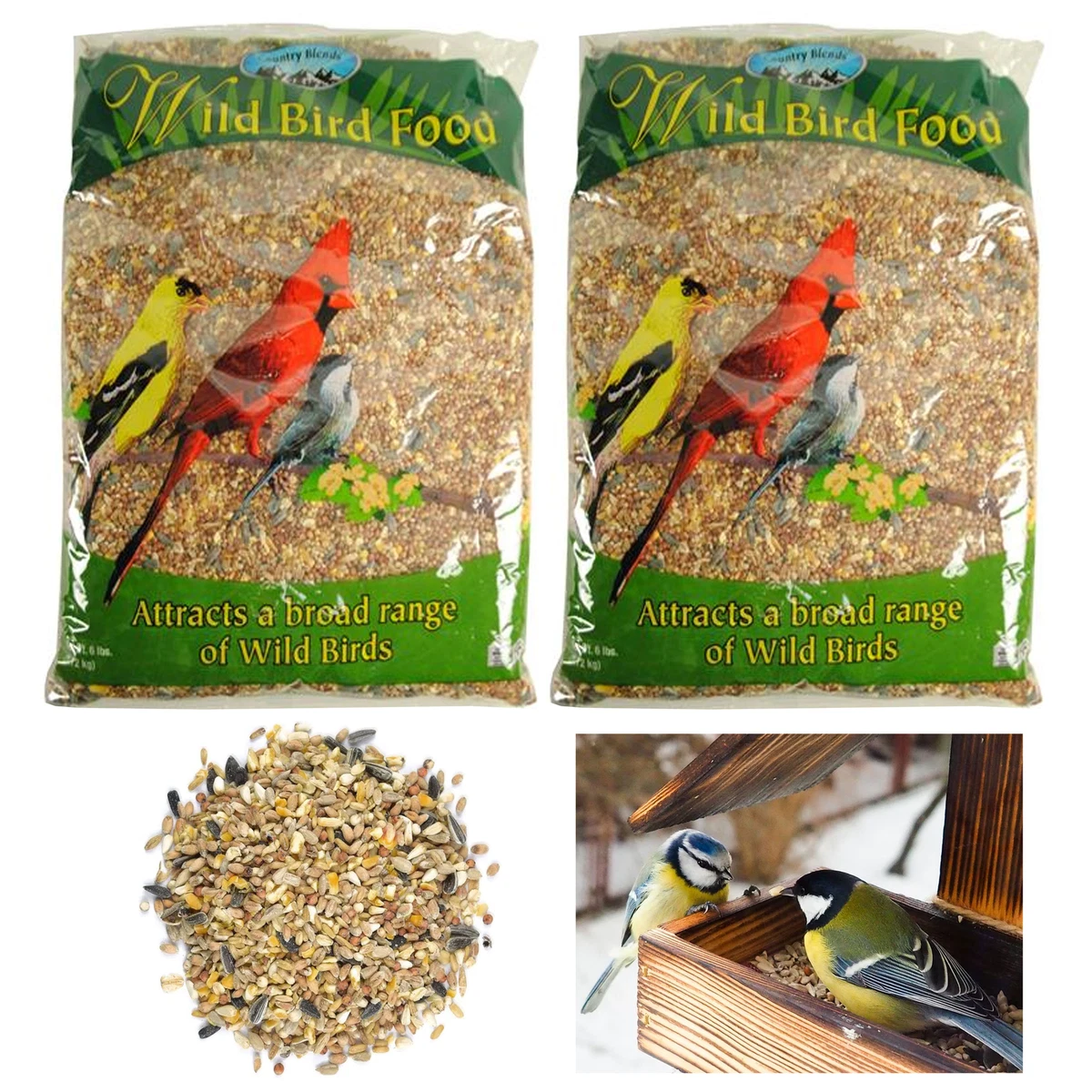 2 Bags Mix Wild Bird Feed Seed Blend Food Birds Health Nutrition Bulk Total  16lb